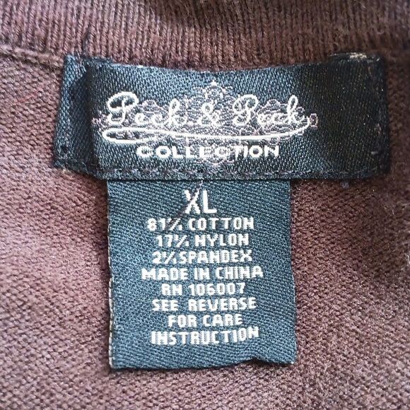 Vintage 90s Brown With Gold Dots Long Sleeve Button Down Knit Cardigan sz XL - Picture 9 of 9